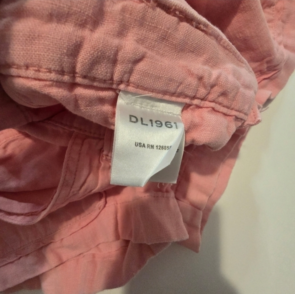 DL1961 Pink Marie Shorts In Pink Linen Chino Size M - Picture 7 of 10
